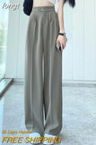 Women Wide Leg Pants Spring Fashion Women's Pants Thin High Waisted Straight Casual Trousers Female Clothing Black