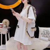 Gauze Lace Patchwork Midi T-shirt Female Clothing Stylish Floral Three-dimensional Decoration Summer Loose O-Neck Pullovers-Outfit