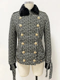 QUALITY Newest 2023 FW Designer Fashion Women's Lion Buttons Monogram Fur Collar Quilted Jacket