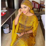 5 Colors African Dresses for Women Plus Size Dashiki Diamond Beads African Clothes Abaya Dubai Muslim Dress Robe Africa
