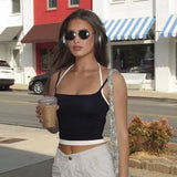 Fongt Spice Girl Wind Bump Color Fake Two Basic Small Vest Versatile Stylish Slim Hanging Neck Strap Top-Outfit