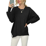 Fongt And Winter New Women's Sheep Ece Long Sleeve Round Collar Irregular Knit Pullover