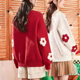 Fongt Waxy This Year Thick Sweater Female 2024 Dragon Autumn Winter Festival Red Loose New Year Sweater Jacket-Outfit