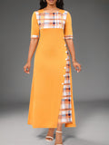 Fongt Large Number Of 2025 New Dress Burst Round Collar Bump Color Sleeve Irregular Long Dress
