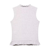 Fongt 2025 New Women's Street Fashion Folding Decoration Sleeveless Knitting Top