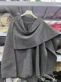 Fongt New Women's Dress With Asymmetrical Scarf Short Knitted Coat
