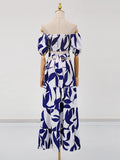 Fongt Women's 2025 Summer New Fashion Shoulder Printed Empty-Lair Design Long