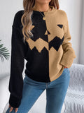 Shooting Autumn And Winter Halloween Ghost Pumpkin Bump Color Long-Sleeved Jacket Sweater Women's