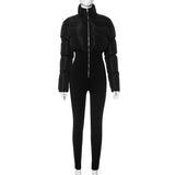 Fongt Women's Winter New Street Fashion Elastic Tight Zipper Warm Cotton