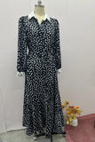 Fongt 2025 New Fashion Collar Elegant Windy Floral Dress