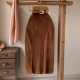 Fongt Kong Style Retro Open Skirt Winter With Sweater Medium Long Korean Temperament High-Waist Thin As Hips A Skirt