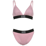 Letter Embroidery Black Basic Bra And Brief Sets Sexy Women Intimates Underwear Summer Camis Lingerie Low Waisted
