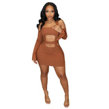 Fongt Women's Fashion Sexy Hottie Slings With Libbon Sleeves And Busty Short Dresses