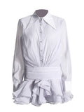 Spring 2025 New Fashion Temperament Collar Single Row Buckle Lotus Leaf Side Design Short Women's