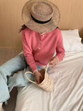 Splicing Color Fake Two Knitted Cardigan Women Wear Thin Sweaters Folded In Autumn-Outfit