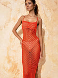 Fongt Beach Skirt Knitted Hollow Sexy Sling With Long Beach Bathwear Sunscreen Hood