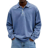 Fongt New Men's Shirt Casual Long-Sleeved Button-Down Polo Shirt Men