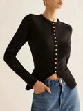 Fongt And Winter Women's Button Knitted Cardigan Fashion Temperament Elegant Sweater
