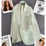 Fongt Korean Version Coffee Color Suit Jacket Female Spring 2024 New Retro British Style Casual Versatile Small Suit-Outfit