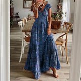 Fongt 2023 New Dress Waist Floral Print Dress-Outfit
