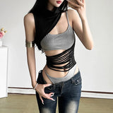 Fongt Spring And Summer New Women's High-Collar Design Irregular Sleeveless Vest Hot Girl Hollow Sexy Sweating
