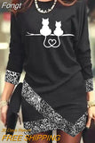 Women Print Slim Mini Dress Casual Spring Summer Round Neck Irregular Dress Elegant Lady Long Sleeve Party Vestidos