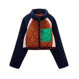 Fongt Women's ZA Grip Velvet Splicing Short Jacket Jacket