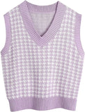 Fongt And Winter New Women's Thousand Bird Case Knitting Vest V Neck Sleeveless