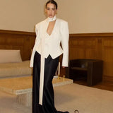 Fongt New Lace With Female Niche Design Temperament V-Neck High-End Suit Jacket