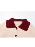 Women's Cashmere Sweater Loose Casual Turn-down Collar Single Breasted Knitted Pullovers Female Elegant Soft Sweet Retro