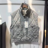 Fongt And Winter New Women's Clothing Collar Casual Sleeveless Gray Cotton Vest Vest Vest Coat