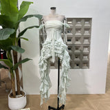 Early Summer Niche Design Twive Twisted Irregular Dress With Bottom Shorts + 3 Sets Of Waist