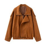 Fongt New Fashion Temperament Womenswear Designer Loose Leather Jacket