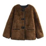 Fongt Women's French-Style Medard Vintage Fur Jacket Coat