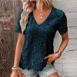 Lace Blouse Women Fashion Short Sleeve Summer Sweet Hollow Out White Shirt Women Tops Casual Loose Clothing Blusas