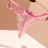 Fongt Thong Female Feel Bow Diamond Hollow Without Trace A Line Tone Ultra-Thin Summer Tpants