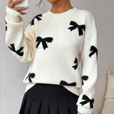 Fongt Autumn And Winter Sweater Women's Round Collar Bow Tie Knitting Knitting Factory