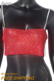 New Solid Women Sleeveless Crop Top Fashion See Through Metal Spaghetti Strap Sparkly Rhinestone Beach Tank Top
