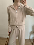 Fongt Sweater Set Women Loose Soft Jacket Sweater Cardigan + Wide Leg Pants Two Sets