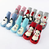 Indoor Sock Shoes Newborn Baby Socks Winter Thick Terry Cotton Baby Girl Sock with Rubber Soles Infant Animal Funny