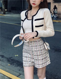 Fongt Bing Color Knitted Jersey Coat Women's Small Fragrant Summer New Sling Vest Short Top Two
