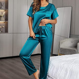 Fongt Women's New Silk And Satin Pajamas Comfortable And Casual Two-Set