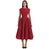 Fongt Autumn And Winter New Women's Fashion Temperament Sexy Back To Repair Solid Color Dress