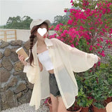 Fongt Thin Coat Women's Summer New Loose Anti-Ultraviolet Breathable Ice Sleeve Shirt Long-Sleeved