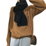 Fongt Winter 2023 Version Of Korean Women's Clothing Loose Cover Meat Lazy Wind Round Collar Knit Bottom Shirt Pure Color Pullover Sweater Female-Outfit