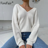 Oversized Long Sleeve Knitted V Neck Women Pullovers Sweater 2021 Autumn Winter Fashion Casual Female Y2K