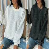 Fongt Wish Autumn And Winter Burst Round Neck Solid Color Fashion Long-Sleeved Lady's Clothing