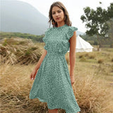 Butterfly Sleeve Ruffles Medium Long Vacation