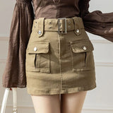 Fongt Denim Short Skirt Women Spring And Summer Retro Temperament A-Word Skirt High Waist Slim Slim Skinny Ass Skirt Skirt