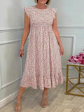 Fongt Summer Explosion Lady Print Floral Elegant Dress Holiday Dress